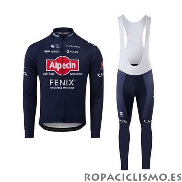 2020 Maillot Alpecin Fenix Tirantes Mangas Largas Azul Rojo